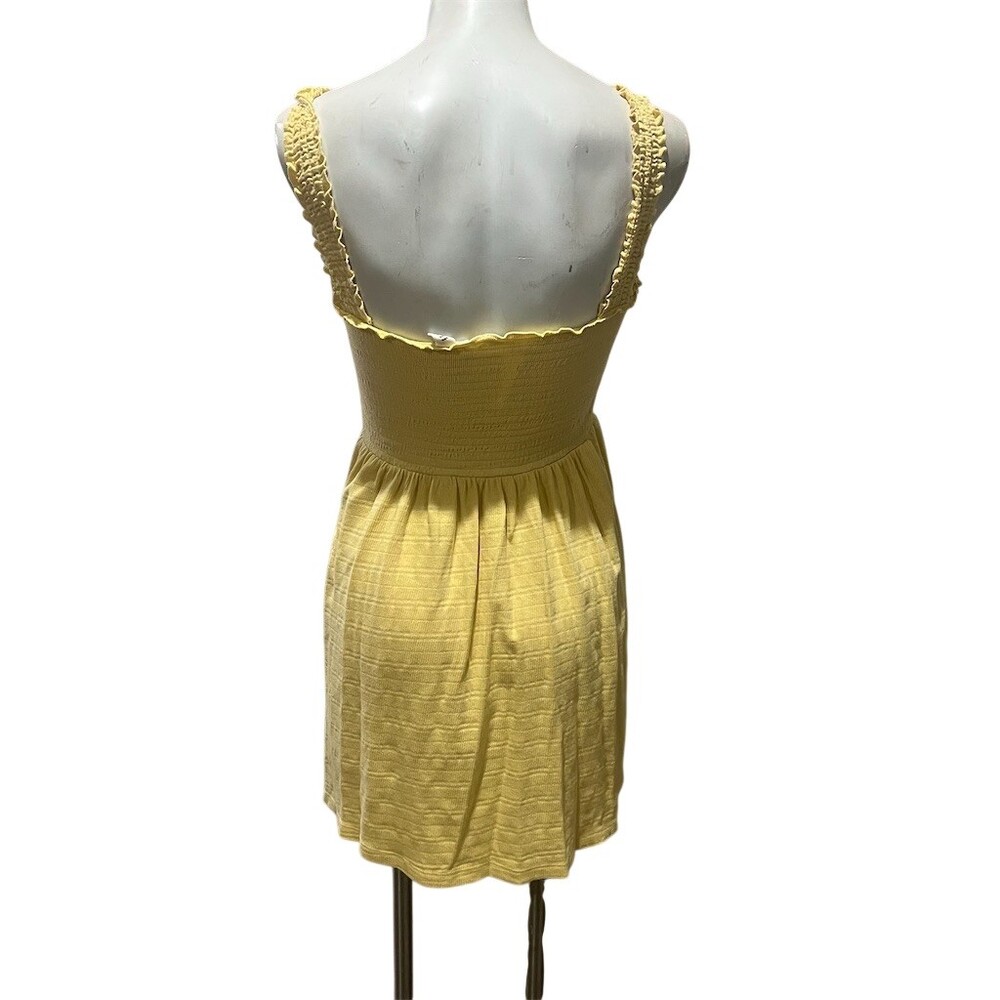 Roxy Sundress Womens Size M Yellow Smocked Ruffle Strap Square Neck Mini - Picture 4 of 9